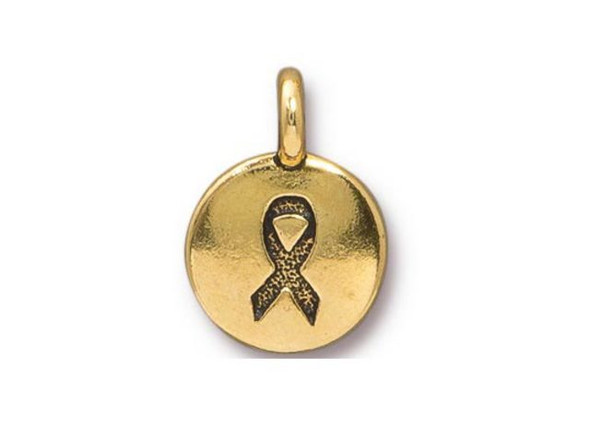 TierraCast Antiqued Gold Plated Ribbon Charm (Each)