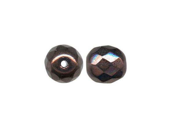 8mm Round Fire-Polish Czech Glass Bead - Montana/ Burgundy (100 Pieces)