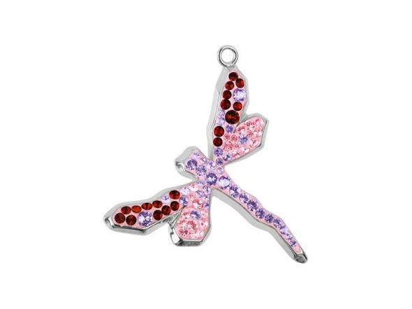 PRESTIGE PavÃ© Dragonfly Pendant, 18mm - Tanzanite/ Light Rose/ Siam (Each)