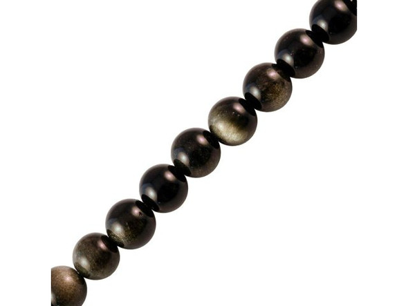 Golden Obsidian Gemstone Beads, Round, 8mm (strand)