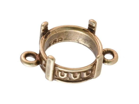 2-Loop Post Bezel Setting, 10mm I.D., Antiqued Brass Plated (Each)