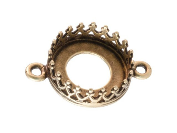 2-Loop Crown Bezel Setting, 10mm I.D., Antiqued Brass Plated (Each)