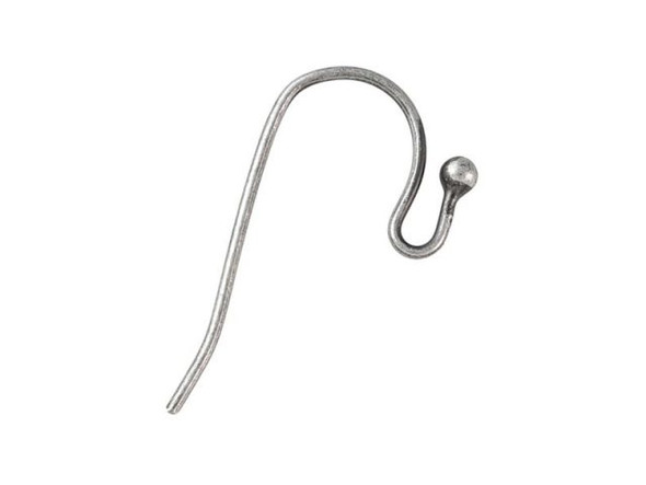 Antiqued Silver Plated French Hook Ball End Earwire - 2mm Ball (pair)