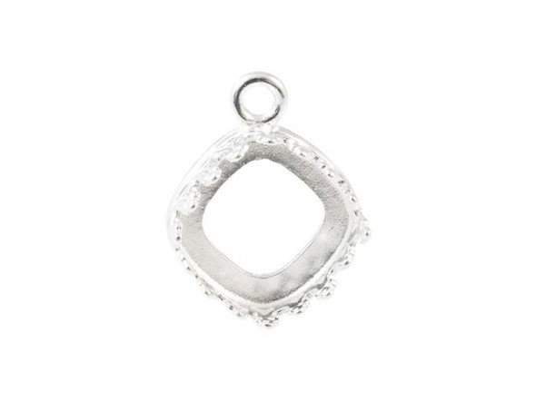 Silver Plated Pendant Bezel Setting for 10mm 4470 Cushion Squares (Each)