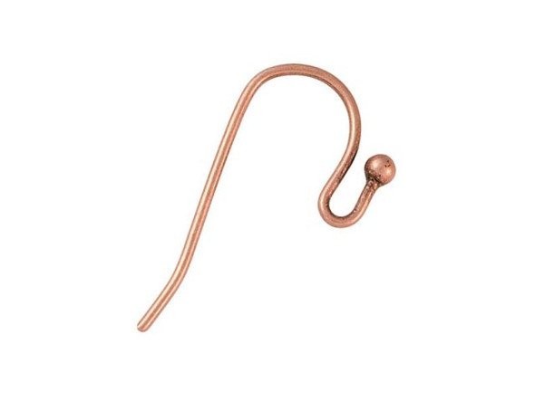 Antiqued Copper Plated French Hook Ball End Earwire - 2mm Ball (pair)