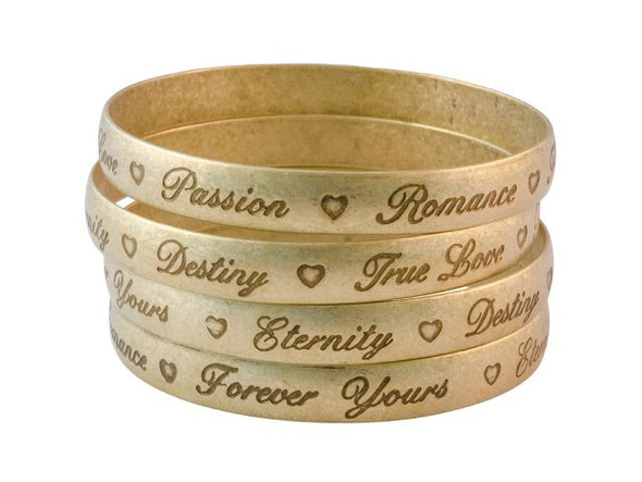 Brass 3/8" "True Love" Bangle Bracelet, 2-5/8" ID (Each)