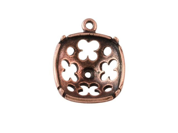 Antiqued Copper Plated 1-Loop Bezel Setting for 12mm 4470 Cushion Squares (Each)
