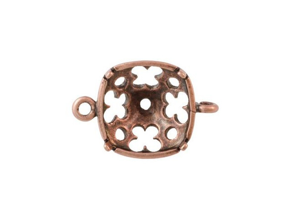 Antiqued Copper Plated 2-Loop Bezel Setting for 10mm 4470 Cushion Squares (Each)