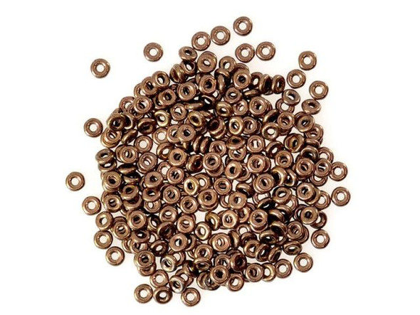 Czech Glass Bead, O, 3.8x1mm - Jet Bronze (Tube)