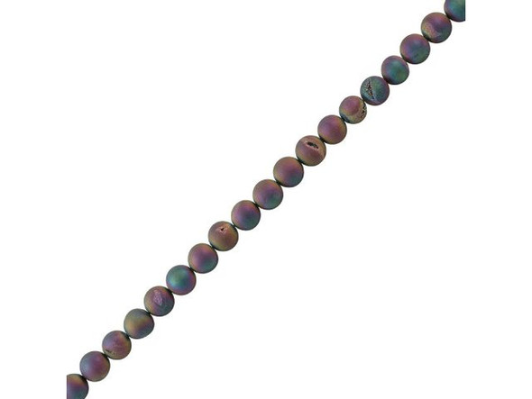 Matte Purple Rainbow Druzy Agate Round Gemstone Beads, 10mm (strand)