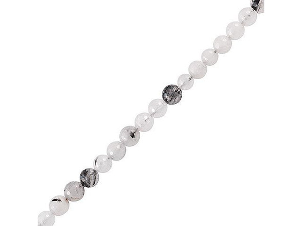 Tourmalated Quartz Faceted Round Gemstone Beads, 8mm - Special Purchase (strand)