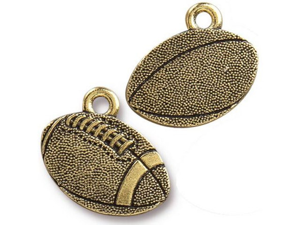 TierraCast Antiqued Gold Plated Britannia Pewter Football Charm (Each)