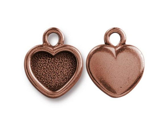 TierraCast Antiqued Copper Plated Heart Frame Charm (Each)