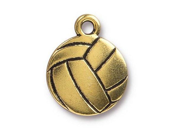 TierraCast Antiqued Gold Plated Britannia Pewter Volleyball Charm (Each)