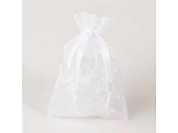 Organza Drawstring Bag, 4x6" - White (10 Pieces)