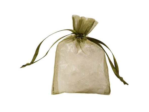 Organza Drawstring Bag, 3x4" - Moss Green (10 Pieces)