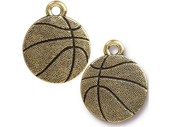 TierraCast Antiqued Gold Plated Britannia Pewter Basketball Charm (Each)