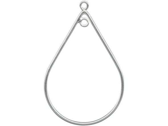 Sterling Silver Jewelry Connector, Teardrop, 32mm, 2-Loop (Each)