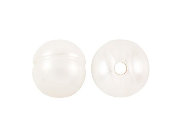 Leather-Hole Freshwater Pearl Beads, 9-11mm Potato - White (Each)