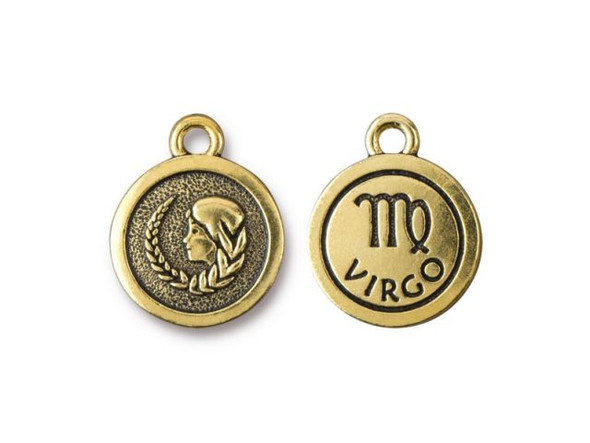 TierraCast Antiqued Gold Plated Virgo Zodiac Charm (Each)