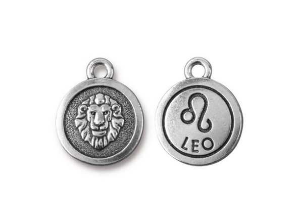 TierraCast Antiqued Silver Plated Leo Zodiac Charm (Each)