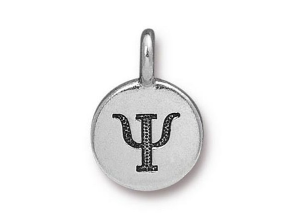 TierraCast Antiqued Silver Plated Greek Letter Psi Charm (each)
