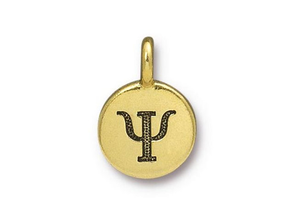 TierraCast Antiqued Gold Plated Greek Letter Psi Charm (Each)