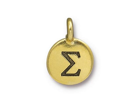 TierraCast Antiqued Gold Plated Greek Letter Sigma Charm (Each)