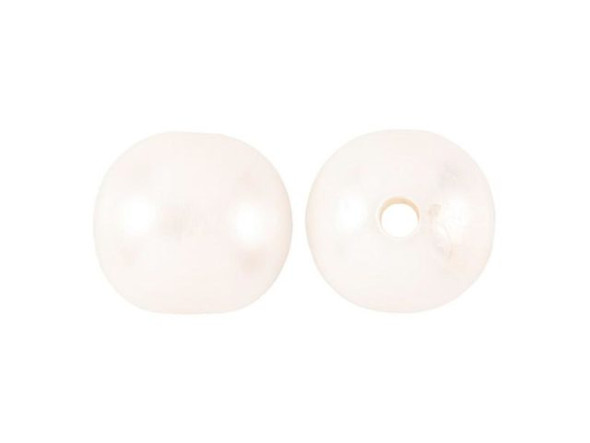 Leather-Hole Freshwater Pearl Beads, 9-11mm Roundish - White (Each)