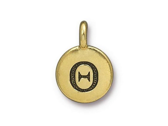 TierraCast Antiqued Gold Plated Greek Letter Theta Charm (Each)