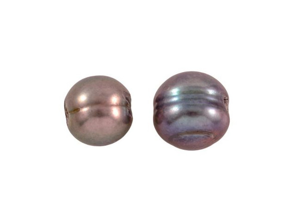 Leather-Hole Freshwater Pearl Beads, 9-11mm Potato - Peacock (Each)