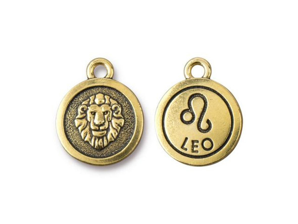 TierraCast Antiqued Gold Plated Leo Zodiac Charm (Each)