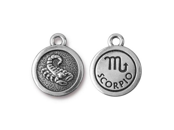 TierraCast Antiqued Silver Plated Scorpio Zodiac Charm (Each)