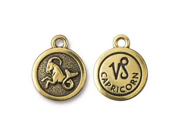 TierraCast Antiqued Gold Plated Capricorn Zodiac Charm (Each)
