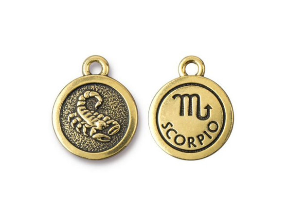 TierraCast Antiqued Gold Plated Scorpio Zodiac Charm (Each)