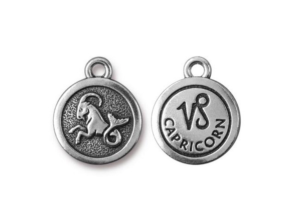 TierraCast Antiqued Silver Plated Capricorn Zodiac Charm (Each)