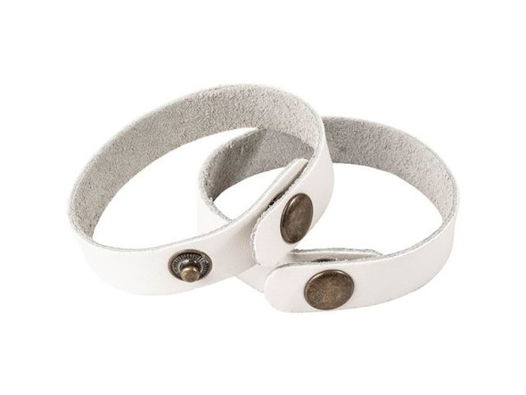 Leather Cuff Bracelet, 1/2" - White (Each)