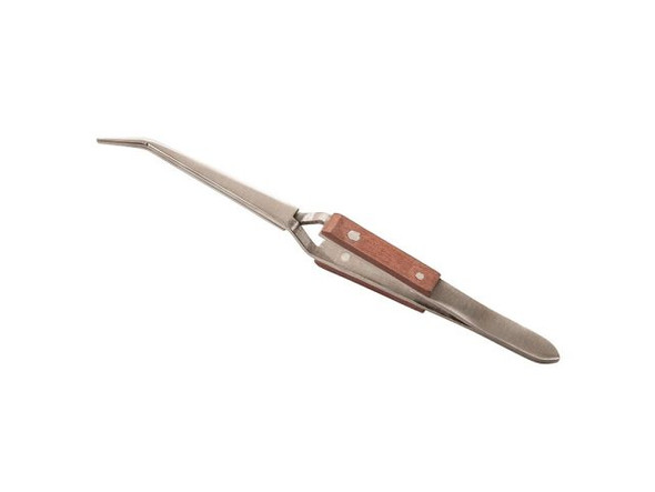 EURO TOOL Fiber-Grip Cross-Locking Curved Tweezer, 6.25" (Each)