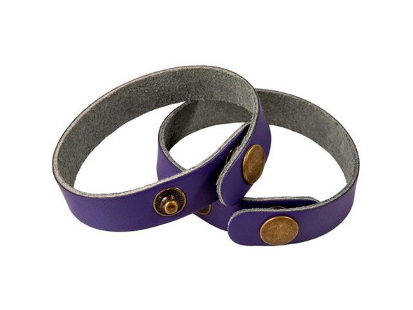 Leather Cuff Bracelet, 1/2" - Purple (Each)
