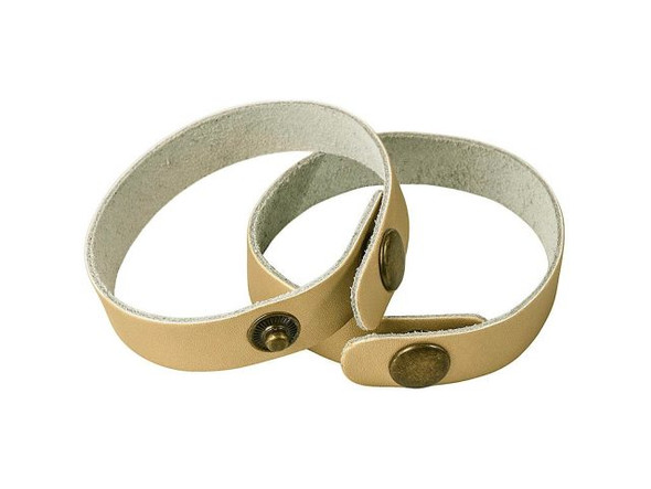 Leather Cuff Bracelet, 1/2" - Light Gold Metallic (Each)