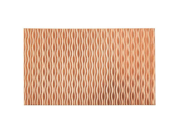 Copper Sheet, Wavy Lines Pattern, 24-gauge, 4x2.5" (Each)