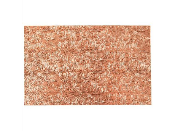 Copper Sheet, Floral Pattern, 24-gauge, 4x2.5" (Each)