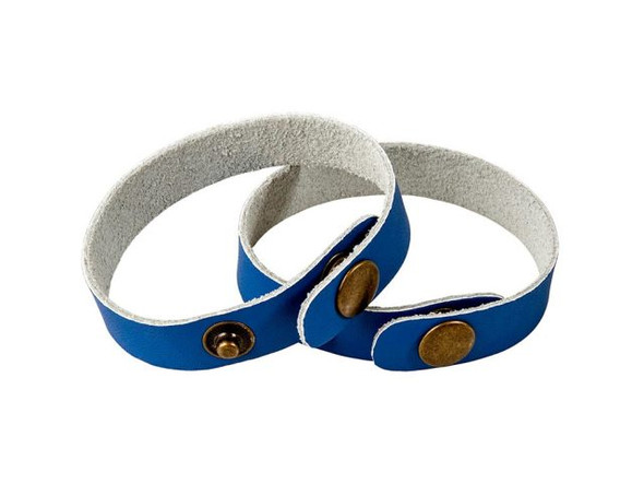 Leather Cuff Bracelet, 1/2" - Classic Blue (Each)