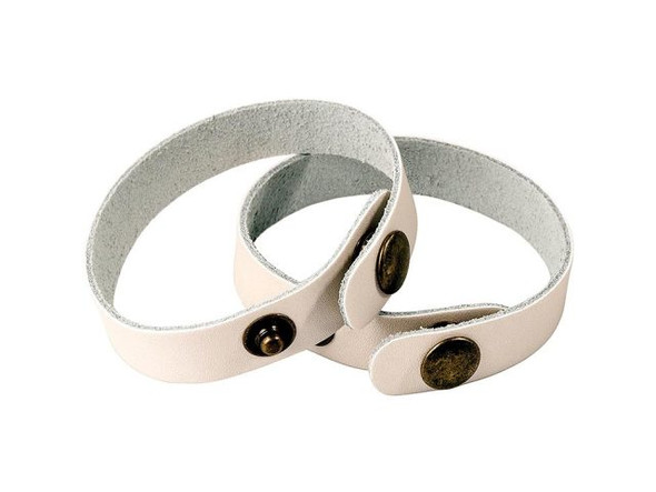 Leather Cuff Bracelet, 1/2" - Cream Metallic (Each)