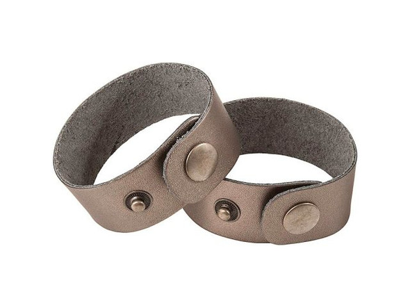 Leather Cuff Bracelet, 1" - Pewter Metallic (Each)