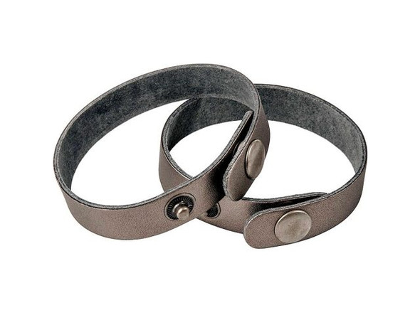 Leather Cuff Bracelet, 1/2" - Pewter Metallic (Each)