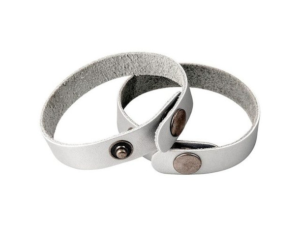 Leather Cuff Bracelet, 1/2" - Silver Metallic (Each)
