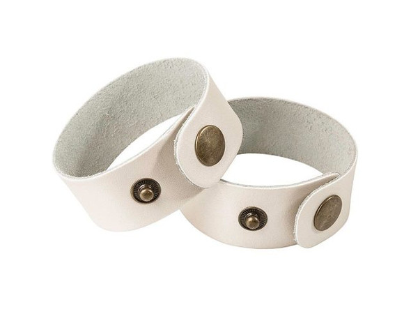 Leather Cuff Bracelet, 1" - Cream Metallic (Each)