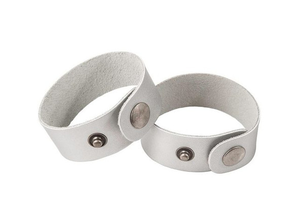 Leather Cuff Bracelet, 1" - Silver Metallic (Each)