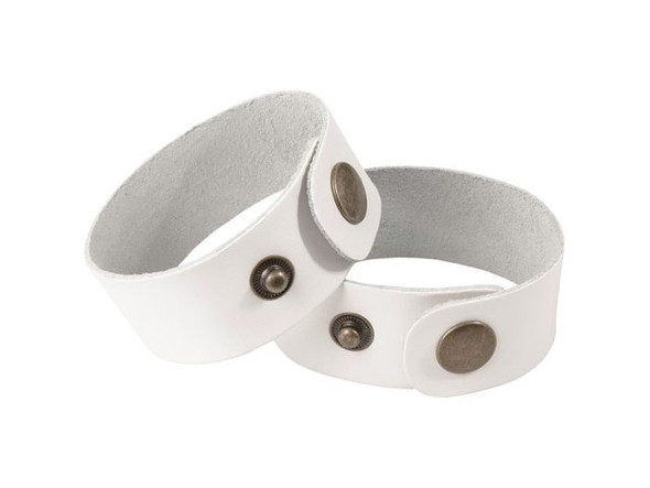 Leather Cuff Bracelet, 1" - White (Each)